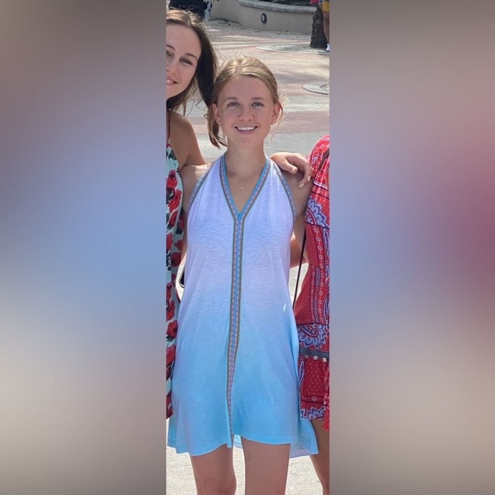 Pitusa Blue and White Halter Dress